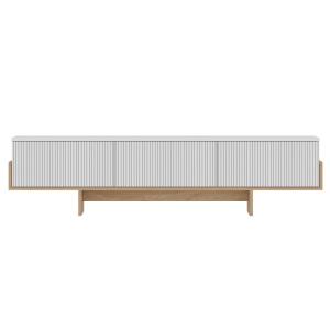 Meuble TV avec placards blanc et bois 180cm