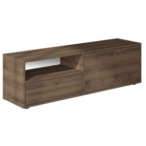 Meuble TV avec placards et niche aspect bois de noyer 136cm