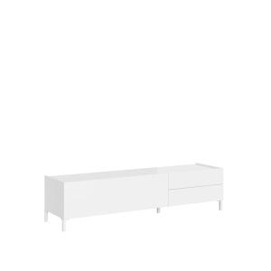 Meuble tv bas 1 porte et 2 tiroirs 160x42x40 effet bois bla…