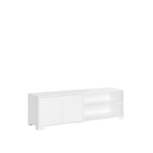 Meuble tv bas 2 portes et étagère 150x40x40 effet bois blan…