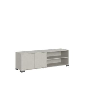 Meuble tv bas 2 portes et étagère 150x40x40 effet bois cach…