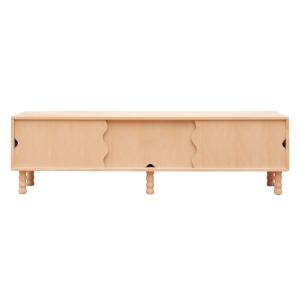 Meuble TV bas en bois massif naturel 180 cm Verni