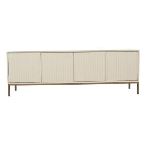 Meuble TV beige, 4 portes rainurées 165 cm
