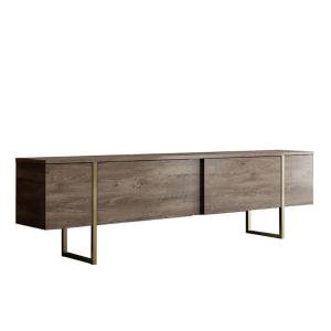 Meuble TV bois et or avec rangement 180 cm