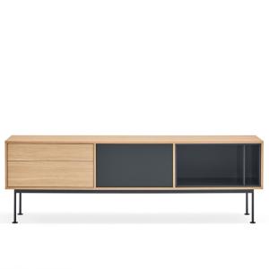 Meuble TV contemporain 180cm en bois gris anthracite