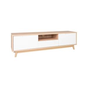 Meuble TV contemporain 2 placards 1 tiroir naturel