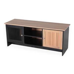 Meuble tv contemporain 2 portes l120cm franck bois et noir
