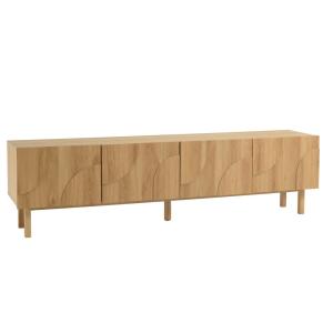 Meuble TV couleur naturelle 4 portes décor motif arrondi