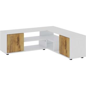 Meuble tv d'angle en aggloméré rosa blanc, chêne