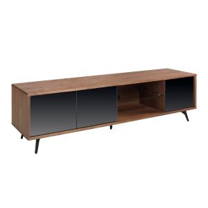 Meuble TV de noyer et verre noir