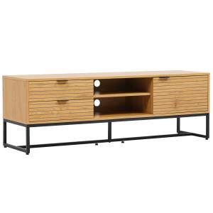 Meuble TV décor mélaminé 150 cm bois et noir