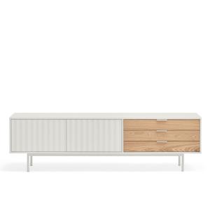 Meuble TV design 180cm en bois et métal blanc