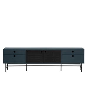Meuble TV design 180cm en bois et métal perforé PUNTO bleu…