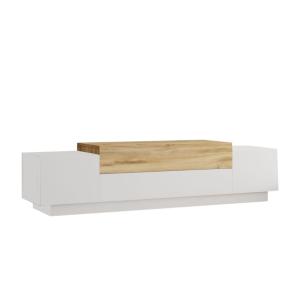 Meuble TV design blanc et bois 160 cm