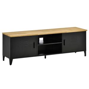 Meuble TV design industriel 2 niches placards tôle métal bo…