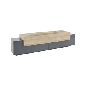 Meuble TV effet bois anthracite, beige 218x45h52 cm