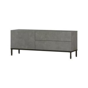 Meuble TV effet bois argent, noir 120x36h46 cm