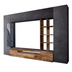 Meuble TV effet bois beige, ardoise 290x40 cm