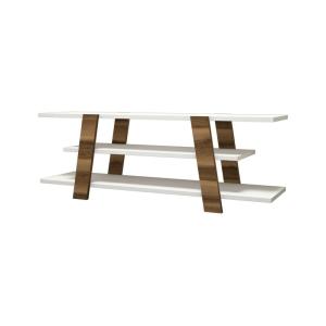 Meuble TV effet bois beige, blanc 120x34 h42 cm