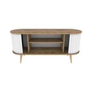 Meuble TV effet bois beige, blanc 140x43  cm