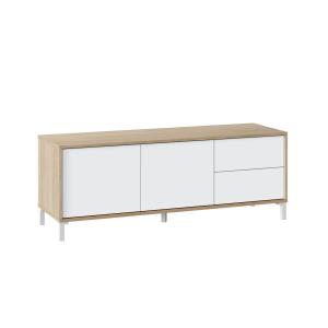 Meuble TV effet bois beige, blanc 147x41 cm