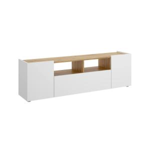 Meuble TV effet bois beige, blanc 148x35 cm