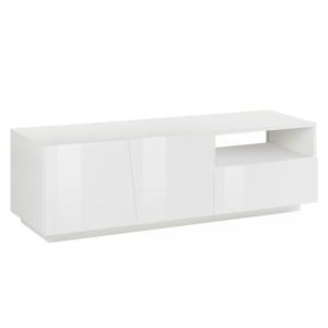 Meuble TV effet bois blanc brillant 150x43 cm