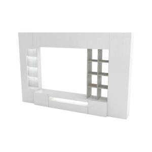 Meuble TV effet bois blanc brillant et ciment 290x40h192 cm