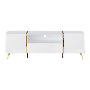 Meuble TV effet bois blanc, doré