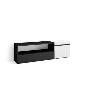 Meuble tv effet bois blanc et noir 150x35x45cm