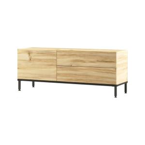 Meuble TV effet bois chêne, noir 120x36h46 cm