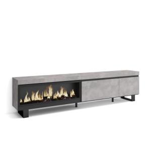 Meuble tv effet bois ciment 237x35x57cm cheminée effet feu…