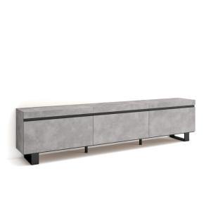 Meuble tv effet bois ciment 240x35x57cm avec pieds