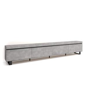 Meuble tv effet bois ciment 320x35x57cm avec pieds