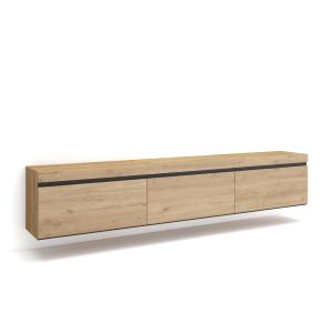 Meuble tv effet bois de chêne 240x35x45cm suspendu