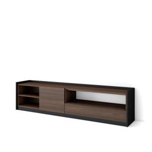 Meuble tv effet bois de chêne foncé et noir 207x37x50cm