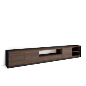 Meuble tv effet bois de chêne foncé et noir 310x37x50cm