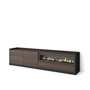 Meuble tv effet bois de chêne foncé noir 207x37x50 cheminée…