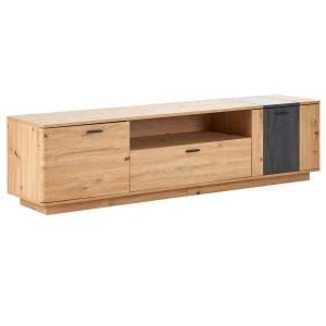 Meuble TV effet bois et gris 1 tiroir 2 portes 180*40*47cm