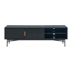 Meuble TV effet bois noir et doré