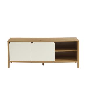 Meuble tv  effet chêne et portes blanches 140cm