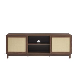 Meuble tv  effet noyer et rotin 150cm