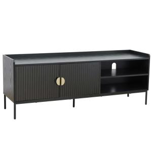 Meuble TV en acier et MDF décor mélaminé 150 cm noir