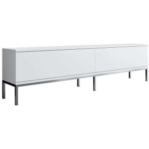 Meuble tv en aggloméré et métal  blanc et argenté