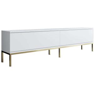 Meuble tv en aggloméré et métal  blanc et doré