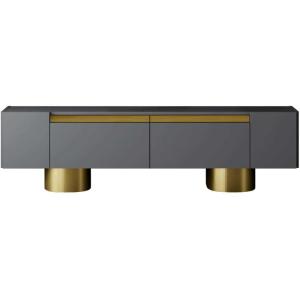 Meuble tv en aggloméré et métal bohem anthracite et doré