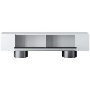 Meuble tv en aggloméré et métal bohem blanc et argenté