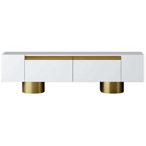 Meuble tv en aggloméré et métal bohem blanc et doré