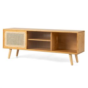 Meuble tv en bambou naturel 121 x 31 x 46 cm