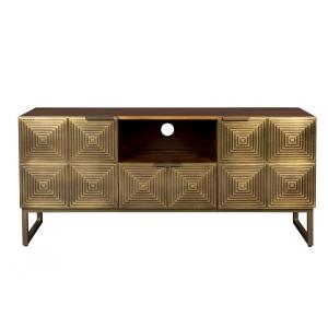 Meuble TV en bois avec finition laiton